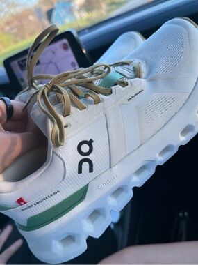 On Cloudnova Women’s White and Green Running Sneakers